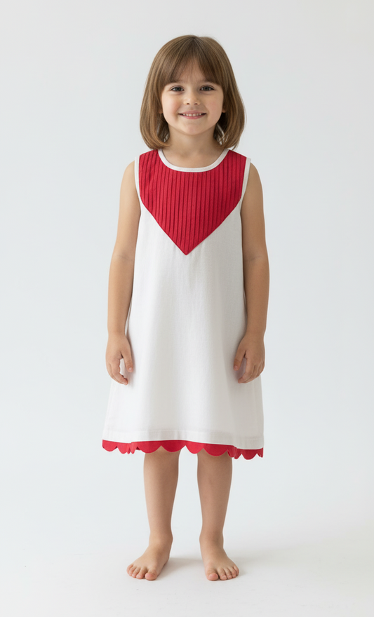 Heart Themed Scalloped Dress – Cute Infant, Toddler & Girls Outfit with Matching Bloomer