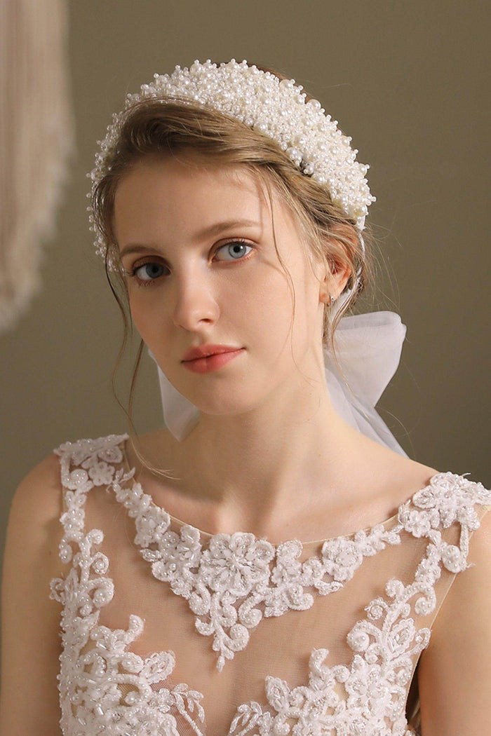 Imitation Pearl and Tulle Headbands CH0359 - COCOMELODY