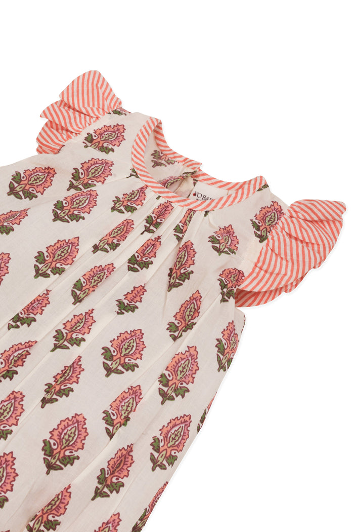 Infant Baby Bubble Dress with Coral Booty Print & Coral Stripe Ruffle Romper Yo Baby India