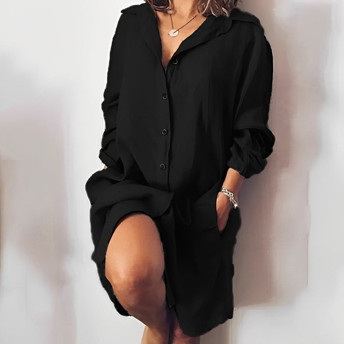 Isabella - Casual Women's Summer Mini Dress with Button Front and Chest Pockets