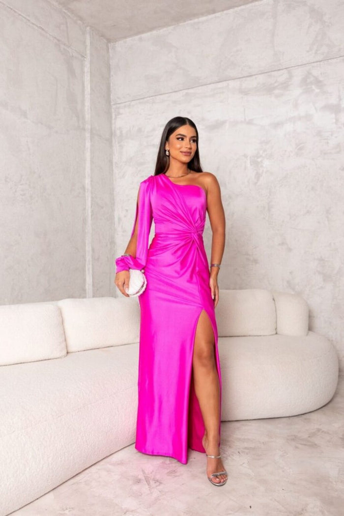 Isabella - Glam Women's Wedding Guest Maxi Dress with One Shoulder and Twisted Waist