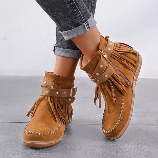 Isabella - Women's Cowboy Ankle Boots Orthopedic with Fringe for Fall