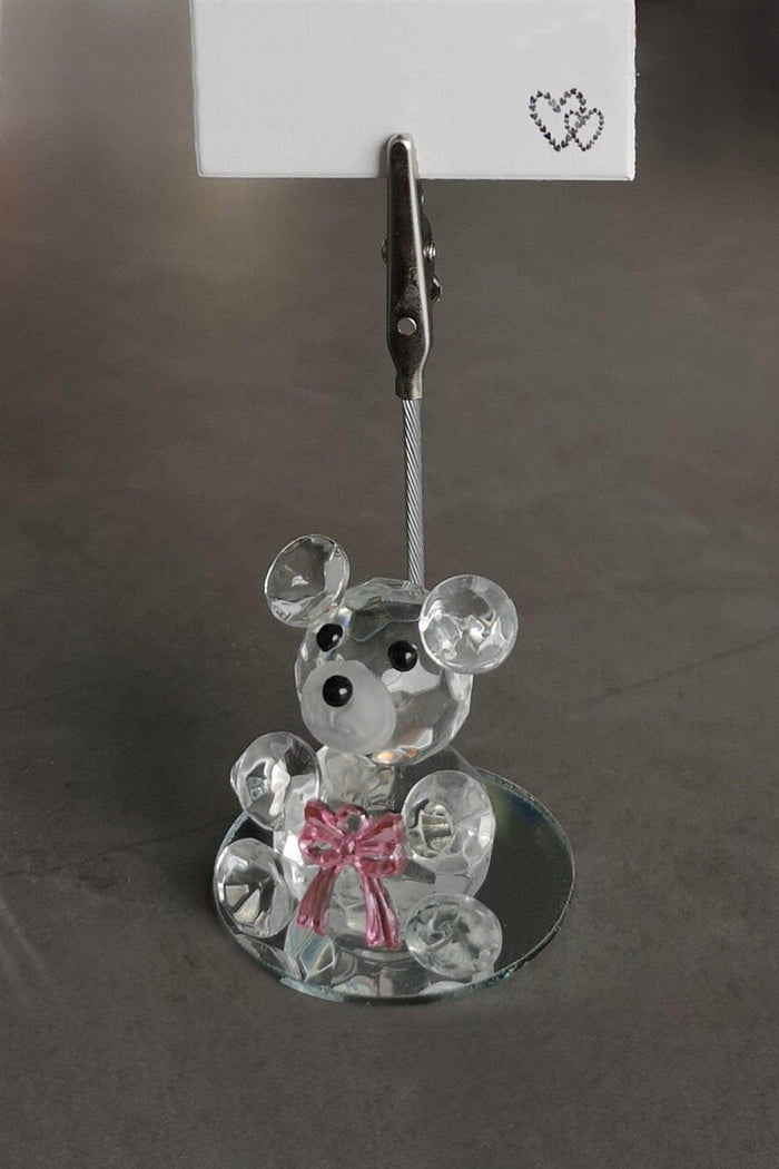 It's a Girl Crystal Teddy Bear Place Card Holders CGF0227 (Set of 6 pcs) - COCOMELODY