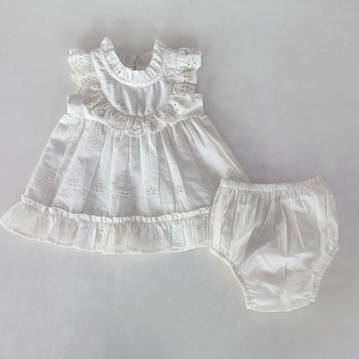 Broderie anglaise Dress in Ivory DRESS Yo Baby India