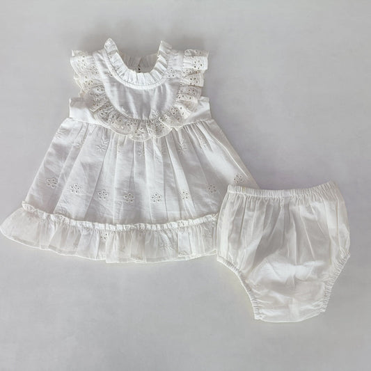 Broderie anglaise Dress in Ivory DRESS Yo Baby India