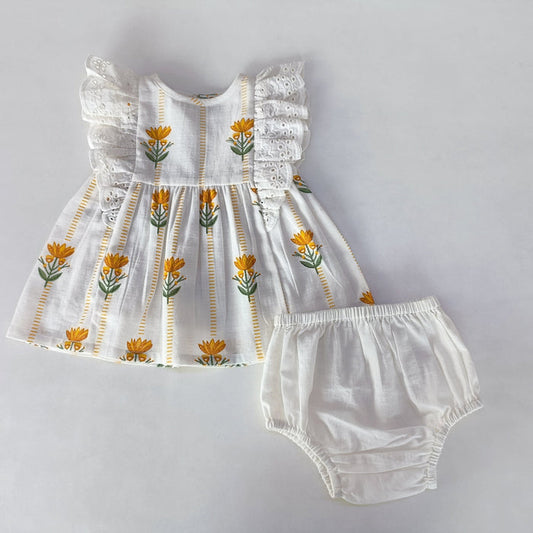Broderie anglaise Dress in Ivory Yo Baby India
