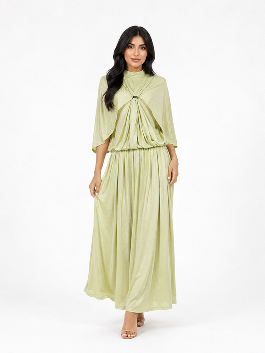 Ivory Draped Cape Maxi Dress – CELESTIA