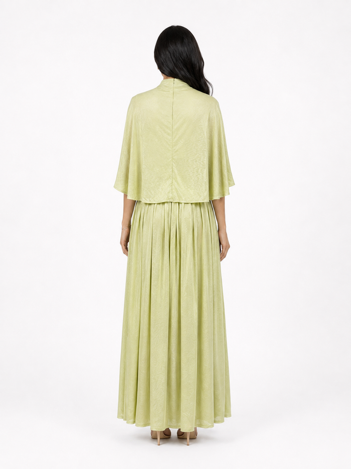 Ivory Draped Cape Maxi Dress – CELESTIA