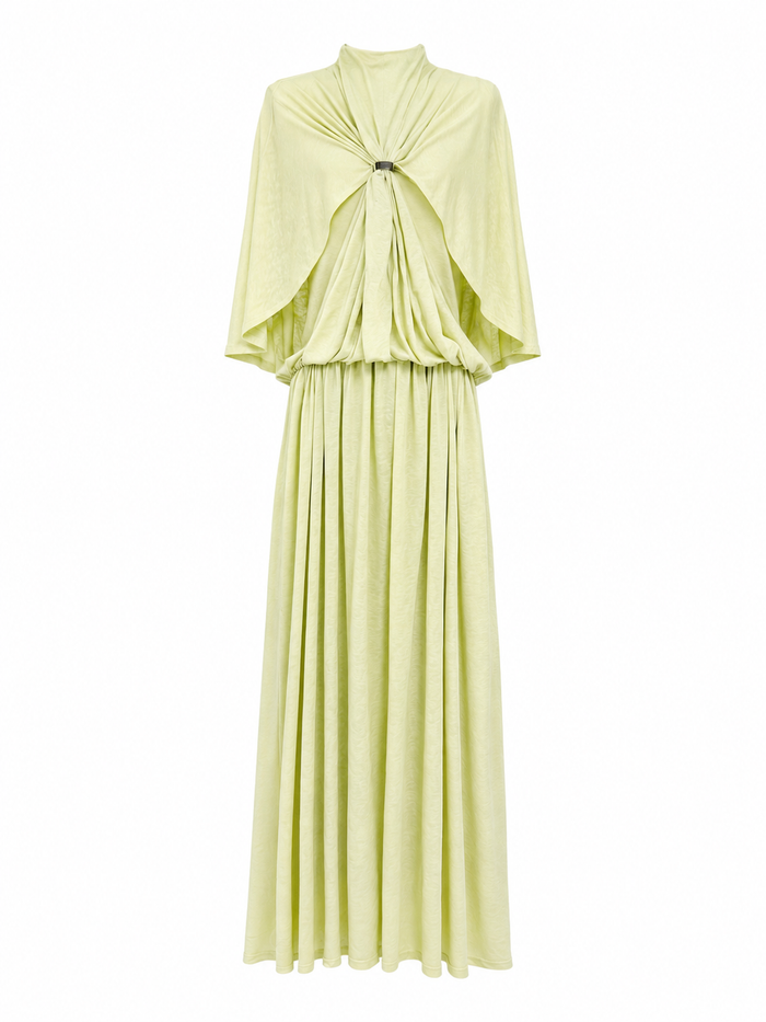 Ivory Draped Cape Maxi Dress – CELESTIA
