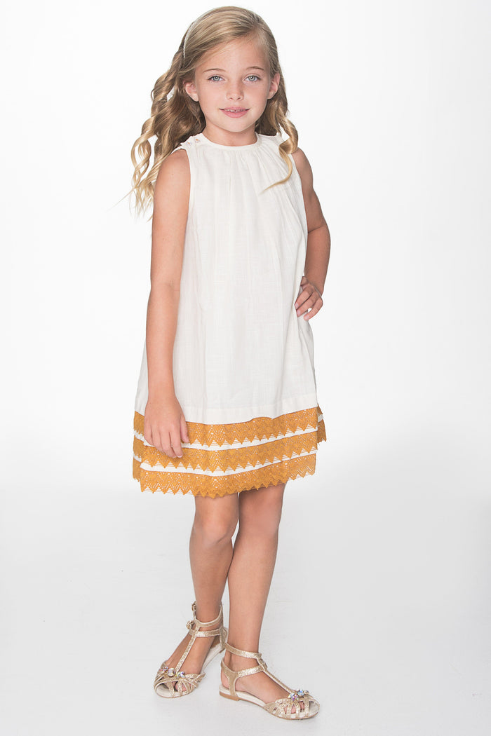 Ivory With Mustard Lace Detail Dress Dress Yo Baby India