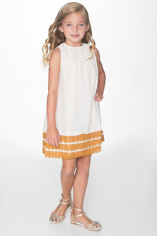 Ivory With Mustard Lace Detail Dress Dress Yo Baby India