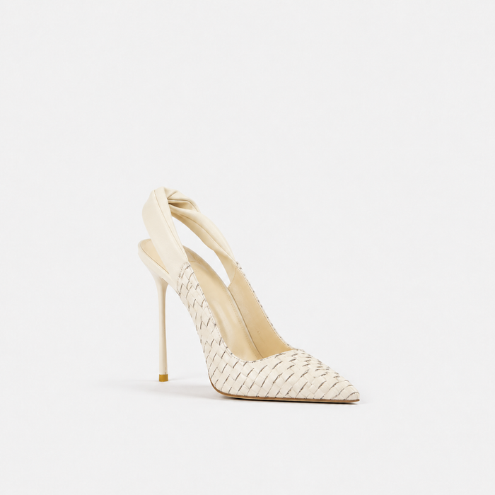 Ivory Woven Pointed Toe Slingback Heels – LIVÉRA