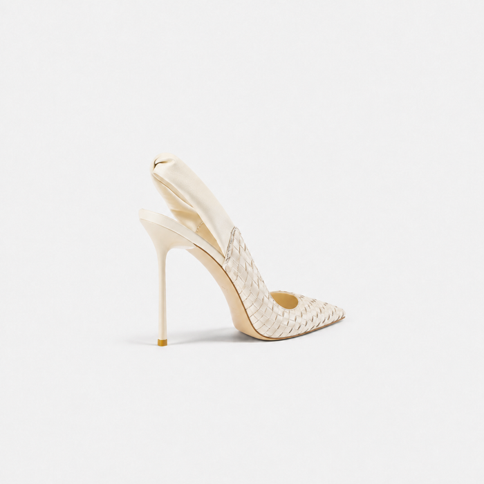 Ivory Woven Pointed Toe Slingback Heels – LIVÉRA