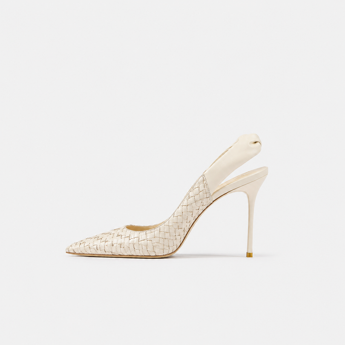 Ivory Woven Pointed Toe Slingback Heels – LIVÉRA