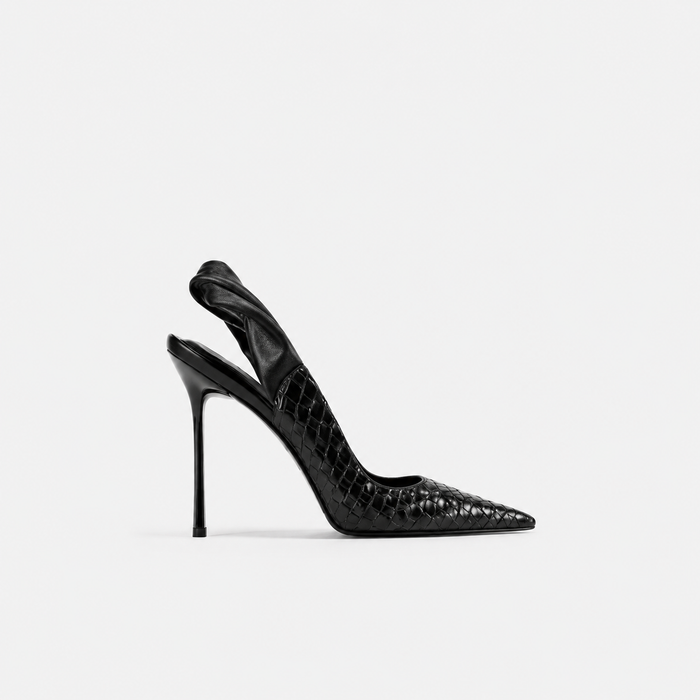 Ivory Woven Pointed Toe Slingback Heels – LIVÉRA