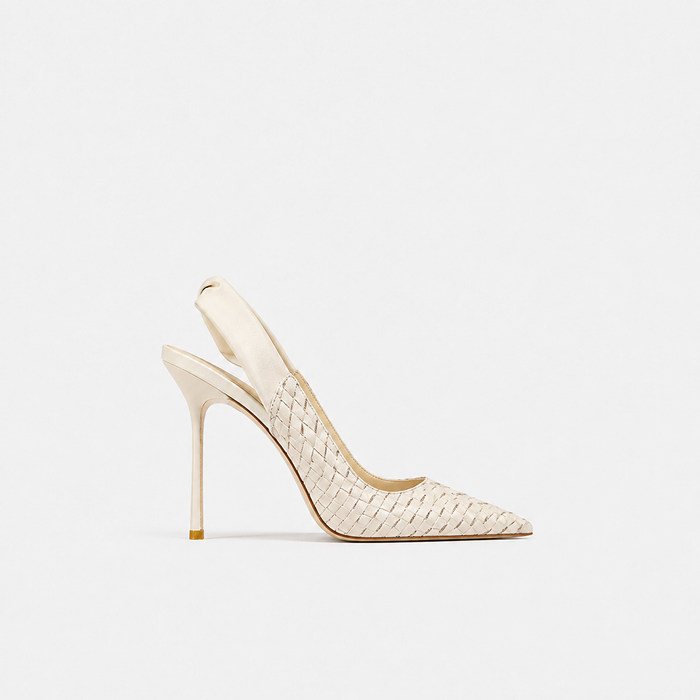 Ivory Woven Pointed Toe Slingback Heels – LIVÉRA