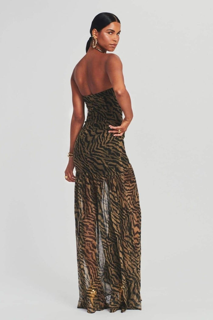 Jade - Women's Party Dress with Strapless Neckline and High Split Maxi Length