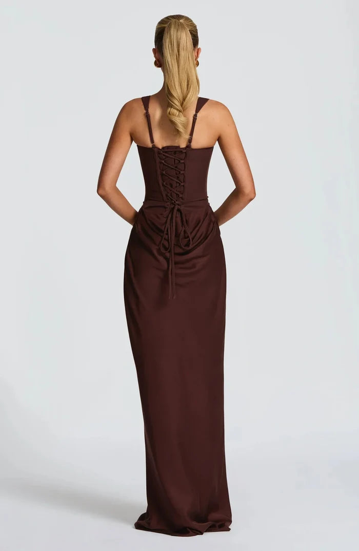 Jasmine - Elegant Women's Wedding Guest Dress with Square Neck and Draped Mermaid Skirt