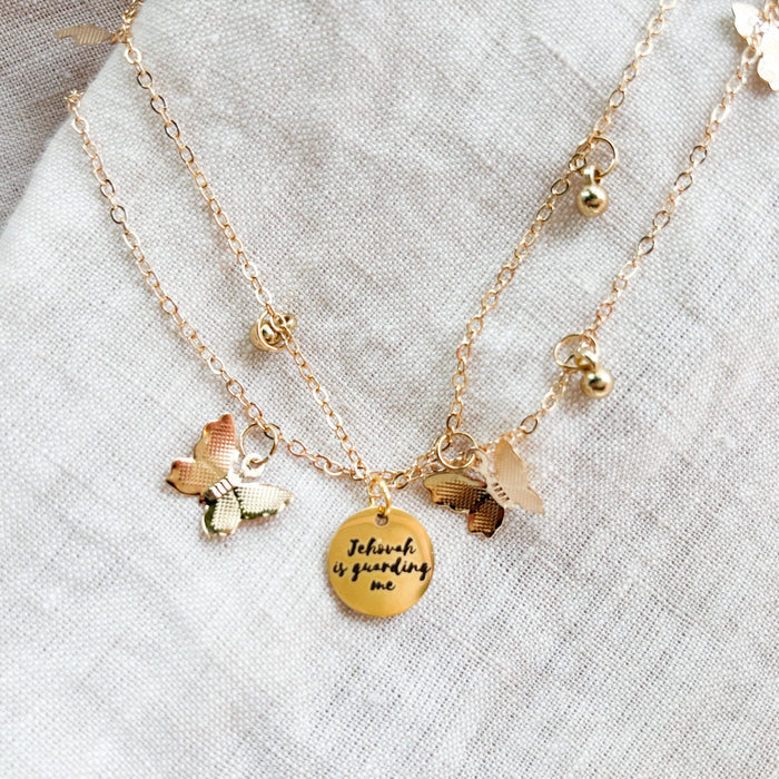 Jehovah is Guarding Me Gold Necklace - Butterfly