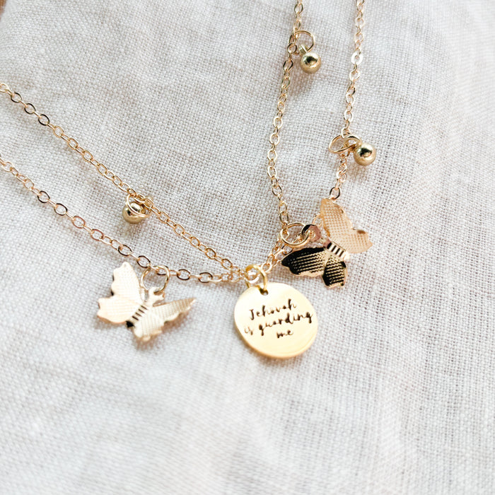Jehovah is Guarding Me Gold Necklace - Butterfly