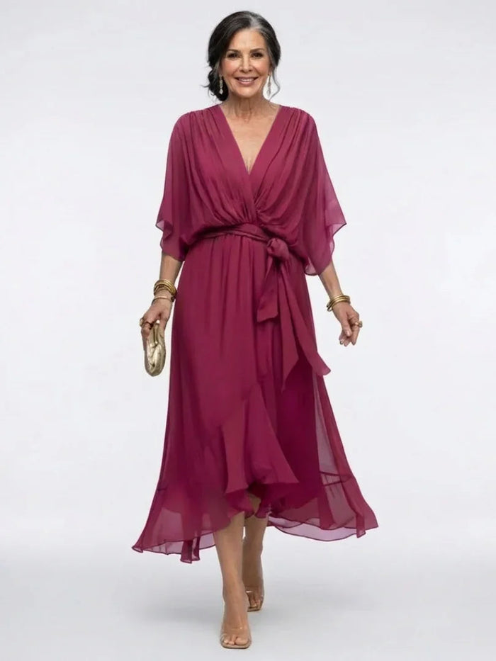 Jessica - Formal Women's Wedding Guest Dress with Flowing Midi Silhouette