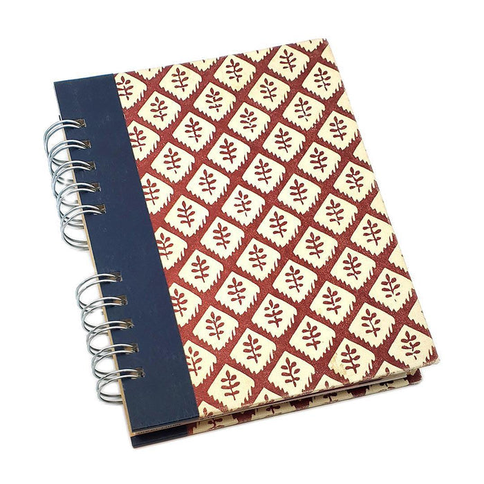 OB301A $48 - Red Branch Diamonds Cover - Cookbook Wire-Bound Mixed Paper Notebook