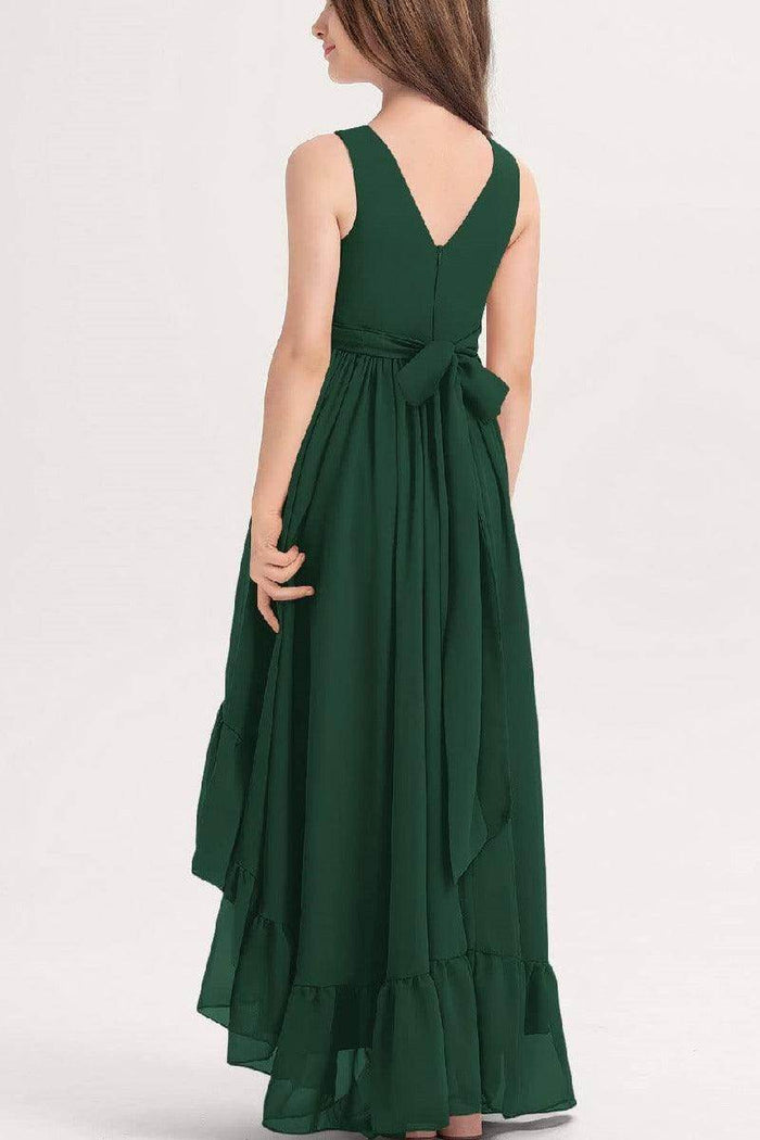 Junior Bridesmaid Dress High-Low Chiffon Gown B0CJDQ8SB2 - COCOMELODY