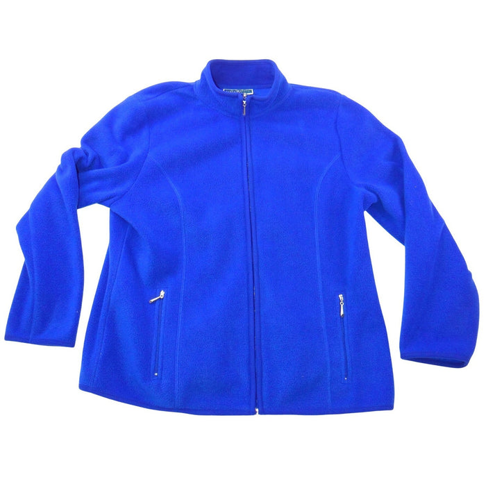Karen Scott Sport Royal Blue Fleece Full Zip Mock Neck Jacket Womens Large0