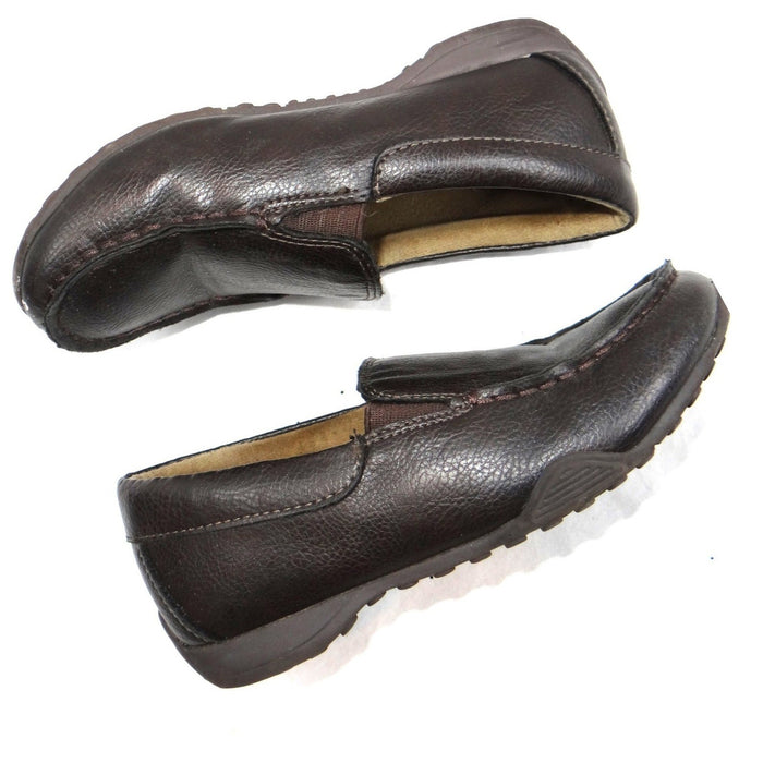 Kids Brown Faux Leather Slip On Loafer Shoes Size 130