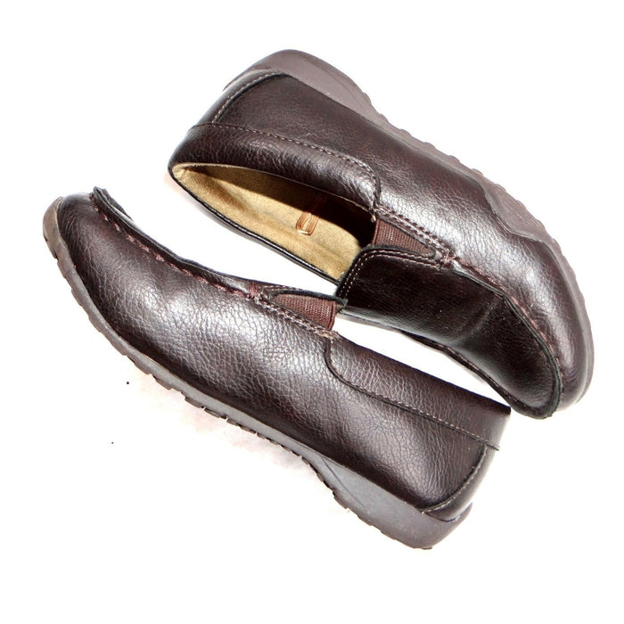 Kids Brown Faux Leather Slip On Loafer Shoes Size 131