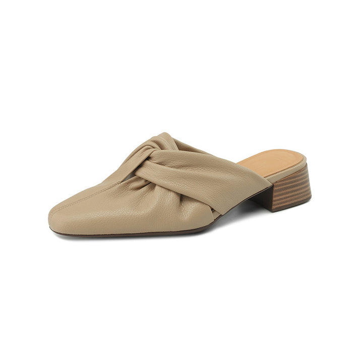 knotted faux leather mules with stacked block heels – AVIA