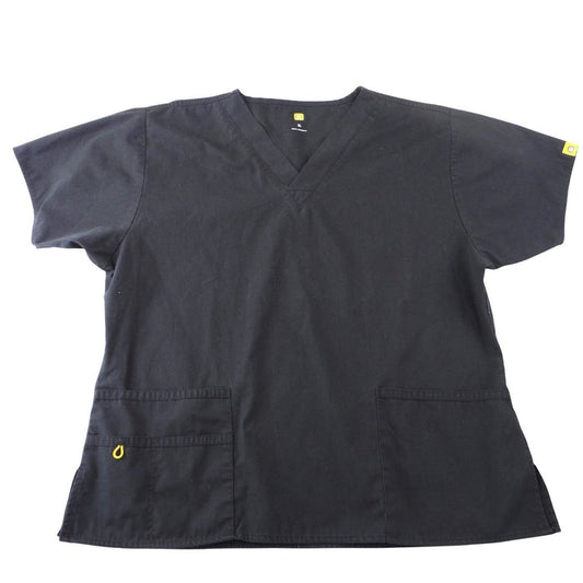 Koi Womens XL Black V Neck Short Sleeve Medical Scrub Top Front Pockets0