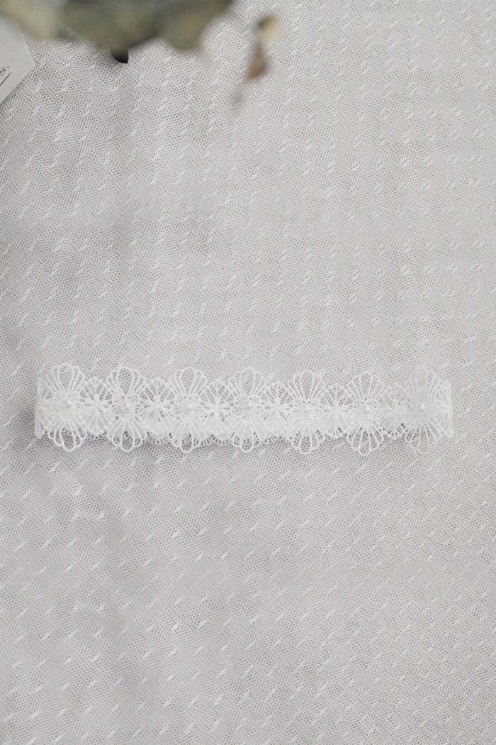 Lace Wedding Garter with Pearls CZ0313 - COCOMELODY