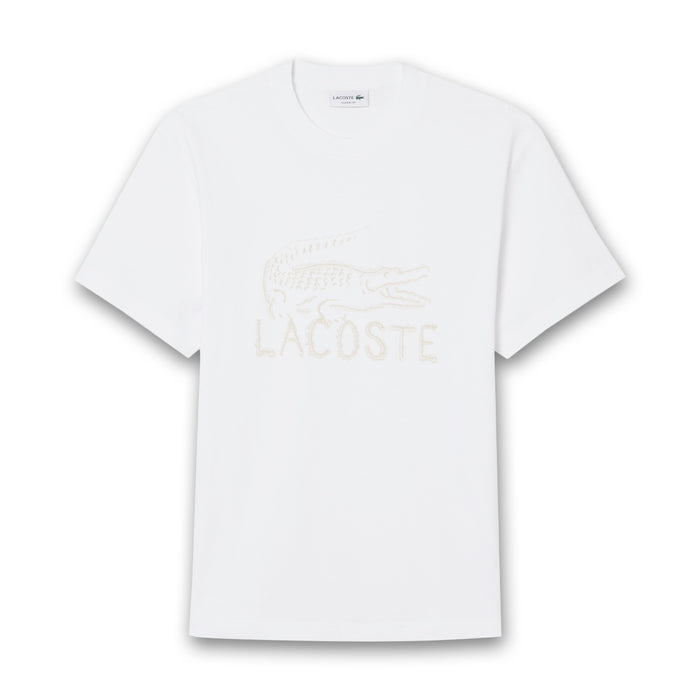Lacoste - Printed Cotton T-Shirt in White - Nigel Clare