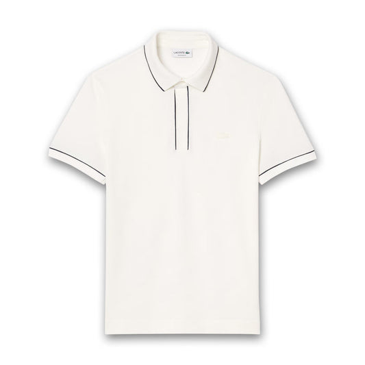 Lacoste - Regular Fit Paris Stretch Piqué Polo Shirt in White - Nigel Clare