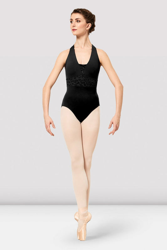Ladies Adriene Animal Print Mesh Cross Back Leotard