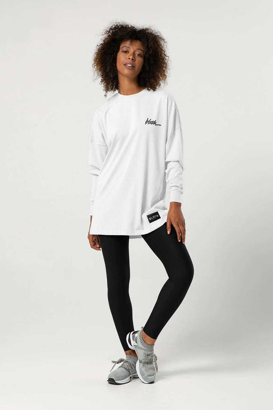 Ladies Bloch Print Oversized Long Sleeve Tee