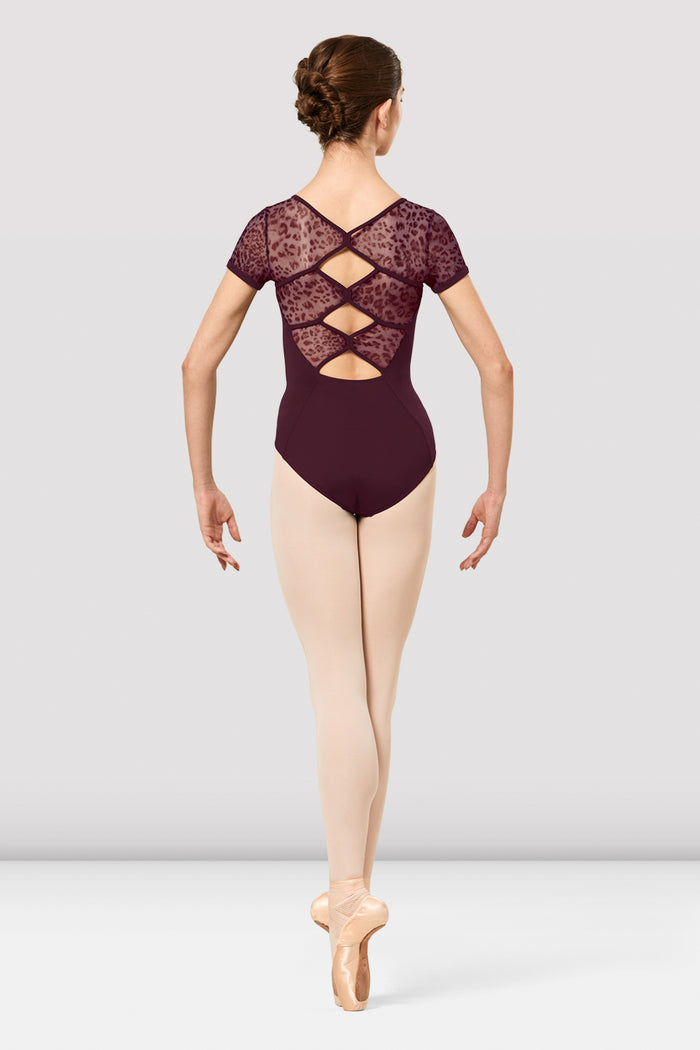Ladies Boutique Panelled Animal Print Mesh Leotard