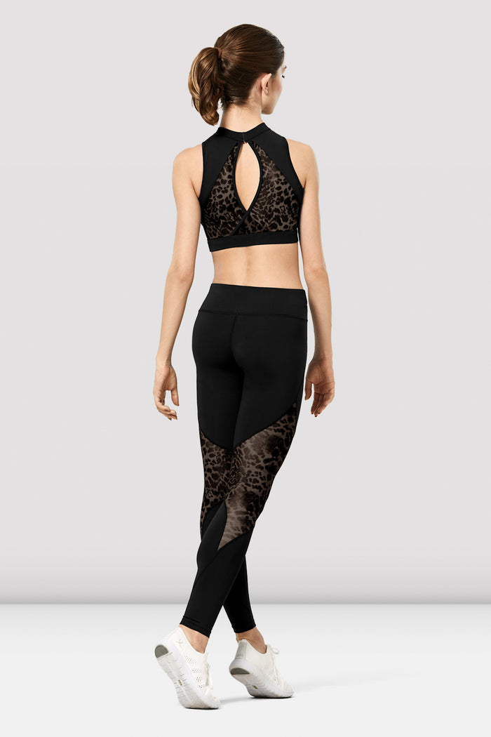 Ladies Ezra Animal Print Mesh Panelled Leggings
