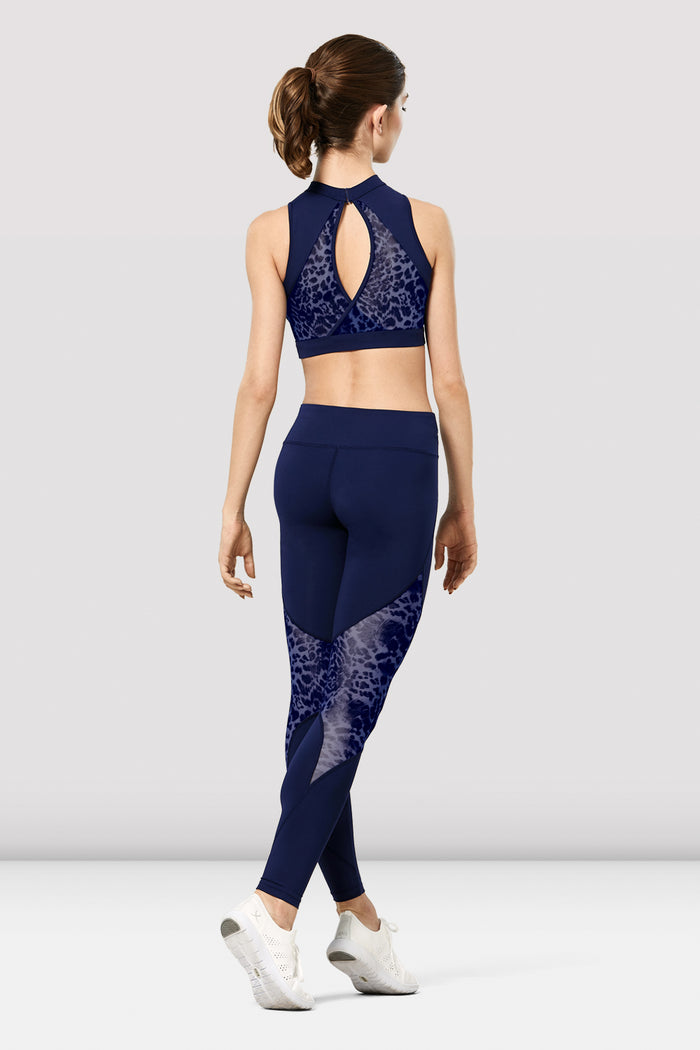 Ladies Ezra Animal Print Mesh Panelled Leggings
