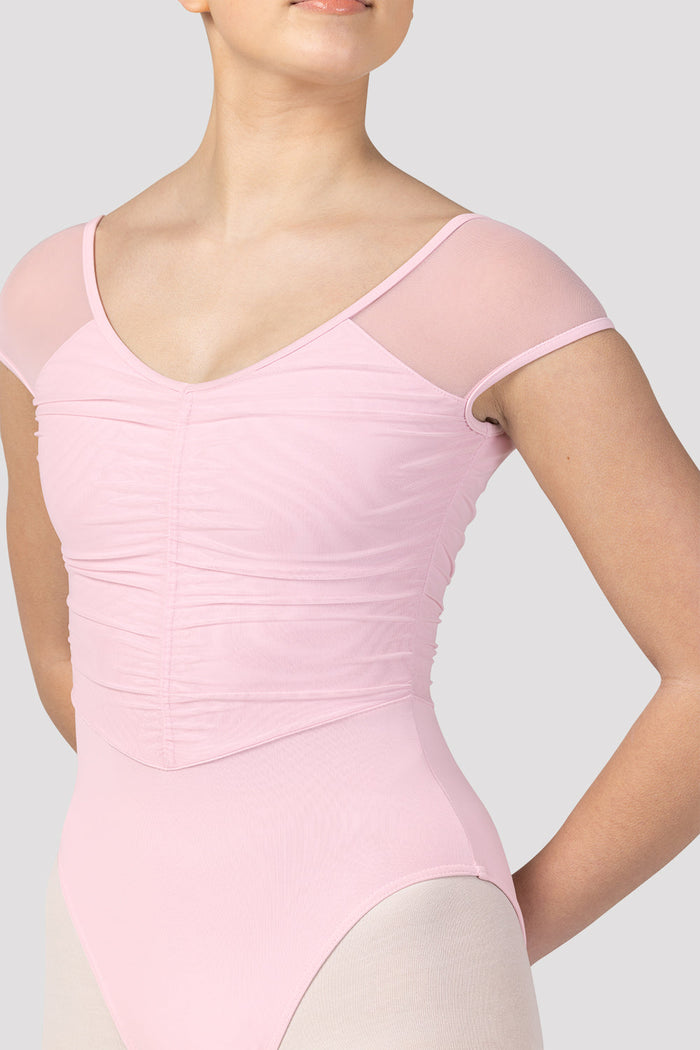 Ladies Flavia Ruched Bodice Cap Sleeve Leotard - BLOCH US