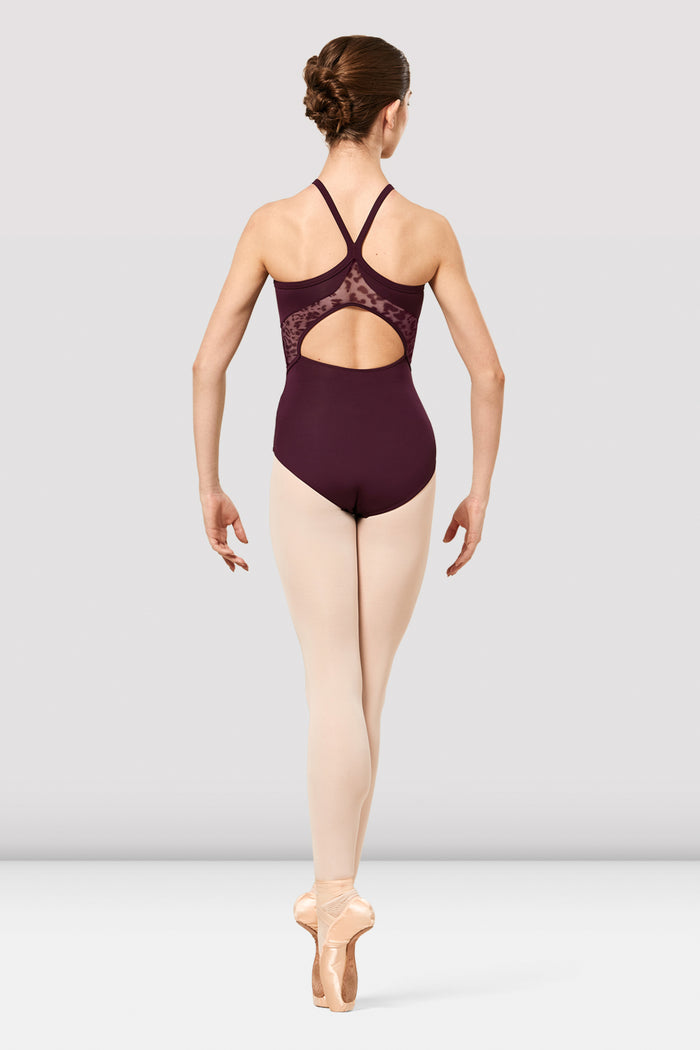Ladies Lorita High Neck Animal Print Mesh Leotard
