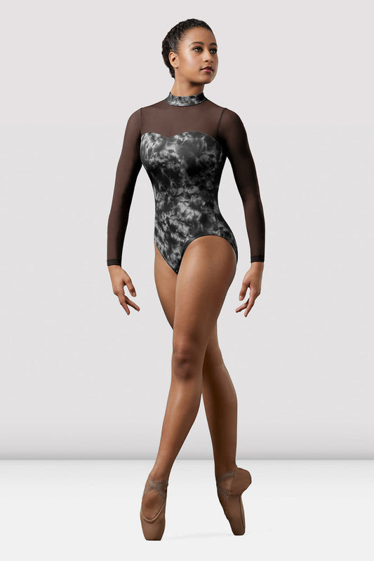 Ladies Mirella Watercolour Mesh Long Sleeve Leotard - BLOCH EU