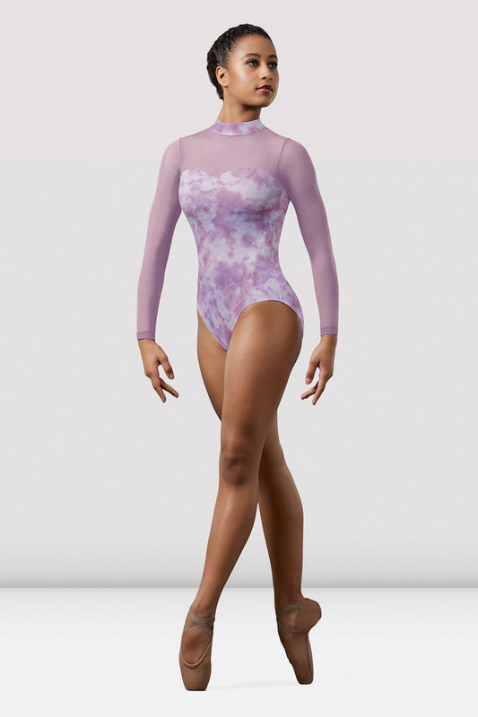 Ladies Mirella Watercolour Mesh Long Sleeve Leotard - BLOCH EU