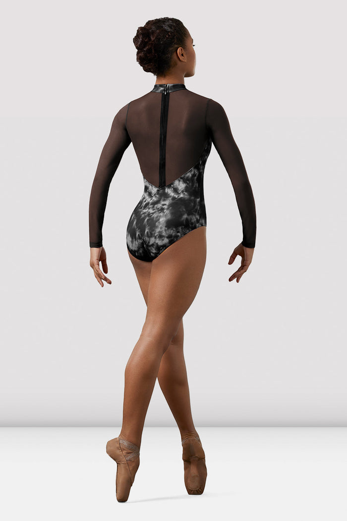 Ladies Mirella Watercolour Mesh Long Sleeve Leotard - BLOCH EU