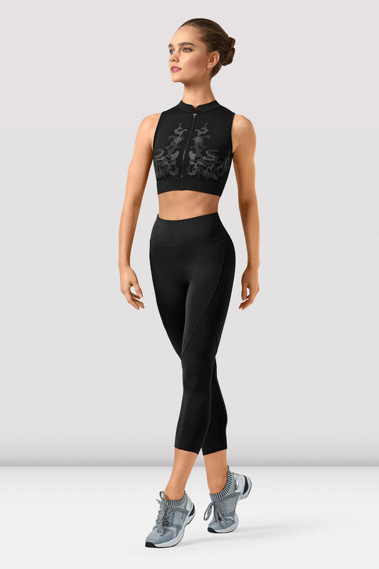 Ladies Rayna Mirage Print Zipper Crop Top - BLOCH EU