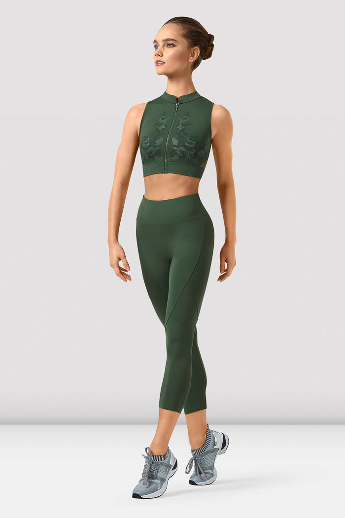 Ladies Rayna Mirage Print Zipper Crop Top - BLOCH EU