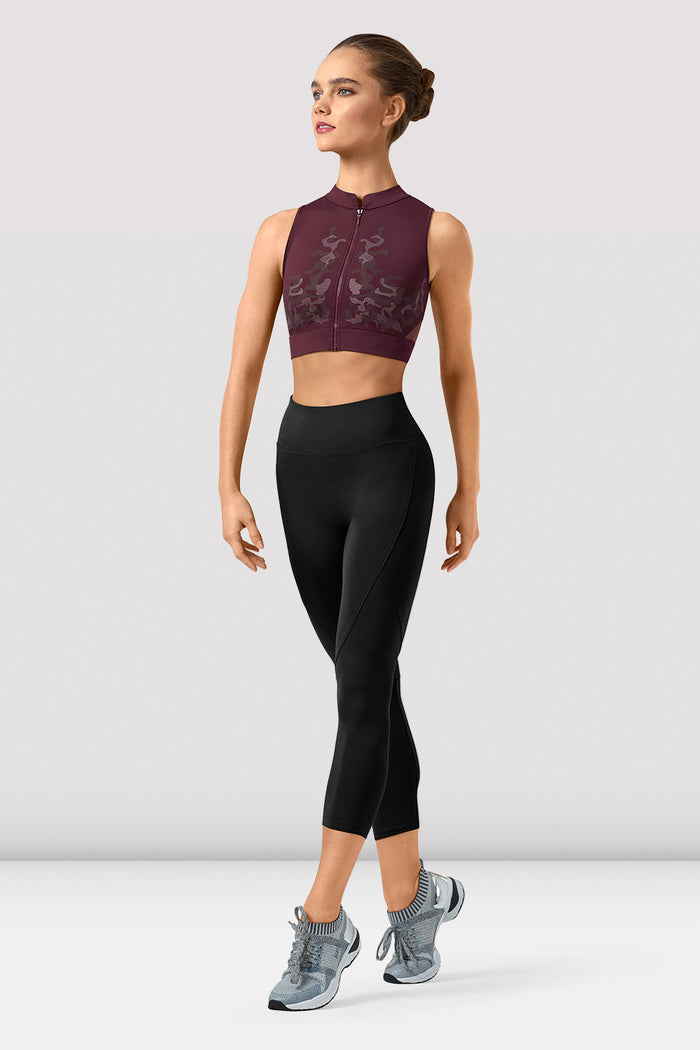 Ladies Rayna Mirage Print Zipper Crop Top - BLOCH EU
