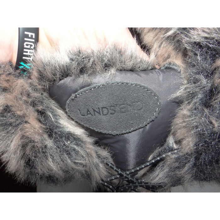 Lands End Womens Gray Faux Fur Trim Tall Snow Boots V3838/F4116 Size 10B5