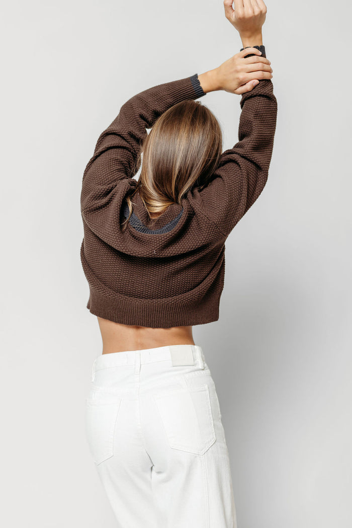 Laurel Scallop Edge Cardigan in Dark Chocolate